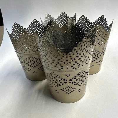 Maceta galvanizada Ikea soporte votivo blanco conjunto un cuatro Foto 1 de 4