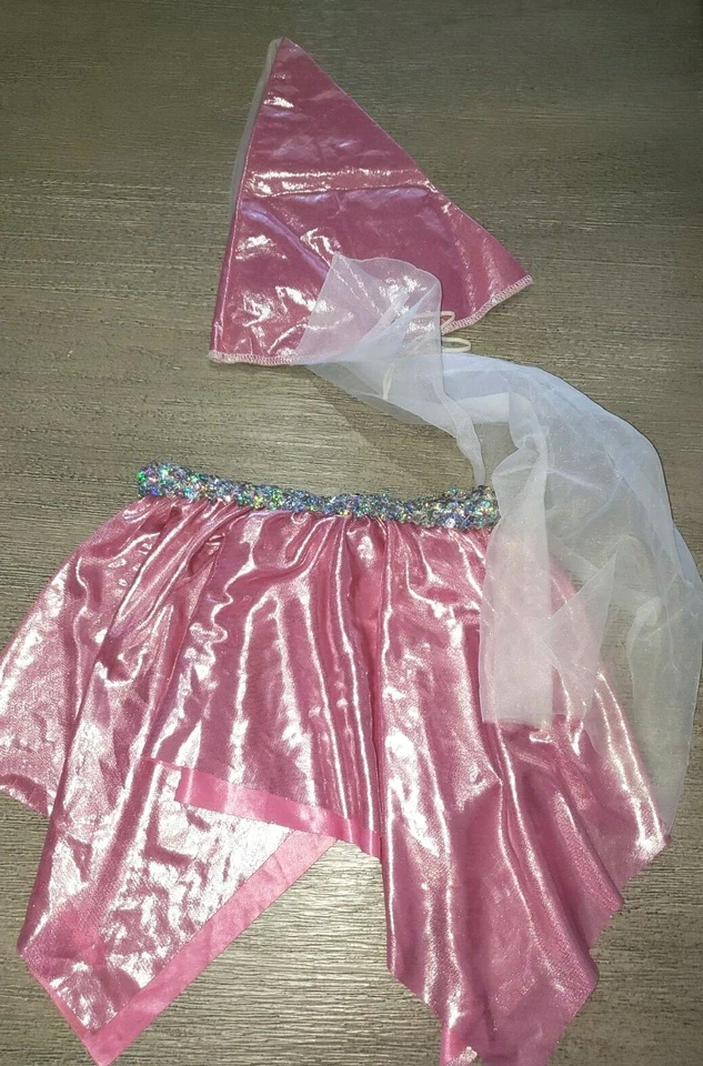 Niña 4/6 FALDA ROSA BRILLANTE LENTEJUELAS PLATEADAS SOMBRERO PRINCESA DISFRAZ HALLOWEEN Foto 1 de 1