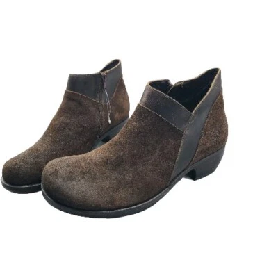 FLY London Sz 11-11.5/ 42 Boots Brown Suede Ankle Meba Zipper  Block Heel New - Image 1 of 4