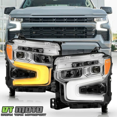 For 2022-2024 Chevy Silverado 1500 LT/RST Chrome Bezel Full LED Headlights SET - Image 1 of 4