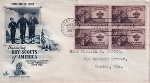 US FDC # 995 3c Boy Scouts pair ArtCraft 1950 Block June 30, 1950 - Picture 1 of 1