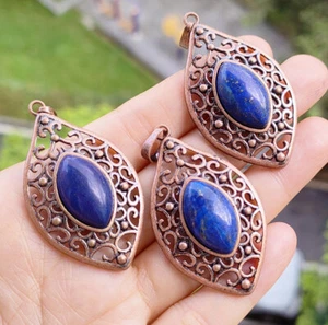 3pcs Natural Lapis Lazuli Pendants Gems stone Energy Luck Amulet Classical - Picture 1 of 1