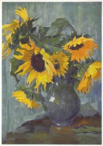 Künstler AK, Anna Gasteiger, Sonnenblumen in Vase, Verlag Fingerle No 564 - Bild 1 von 2