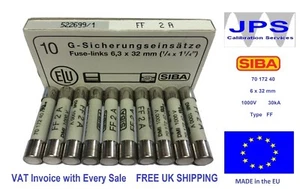 SIBA 70 172 40 2A Fuse Ultra Rapid FF2A 1000V DMM Fuse JPSF089 7017240 x 2/5/10 - Picture 1 of 13