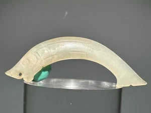 Rare Shang Dy Old Jade Carved Fish Design "Pei" "Gua Jian" Pendant L 6.3 cm - Picture 1 of 24