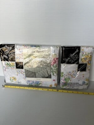 Sábana plana vintage señora pepperell doble rosa floral sin hierro fundas de almohada a juego Foto 1 de 4