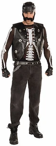 Adult Bad Biker Mesh Skeleton Bone Shirt Costume One Sz - Picture 1 of 2