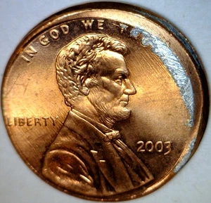 2003 ERROR OFF CENTER Lincoln Cent Unc/ BU O/C Coin RARE DATE 1c START AUCTION - Picture 1 of 2