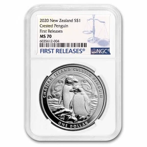 2020 New Zealand 1 oz Silver Crested Penguin MS-70 NGC (FR) - Picture 1 of 5