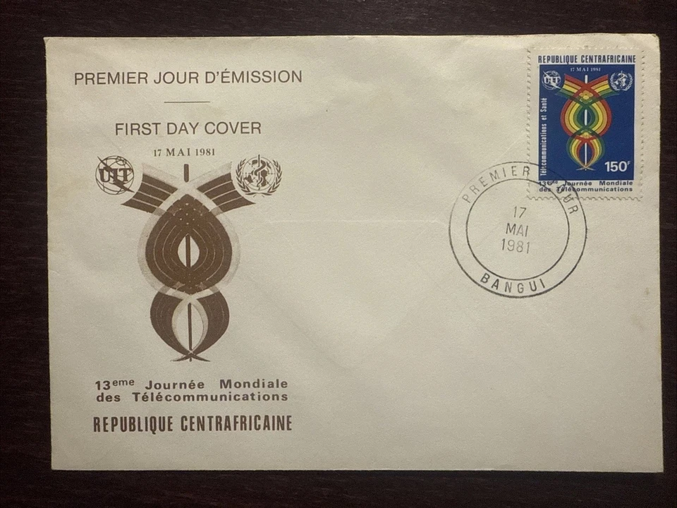 FUNDA CENTRO ÁFRICA FDC AÑO 1981 TELECOMUNICACIONES Y MEDICINA SANITARIA SELLOS Foto 1 de 1