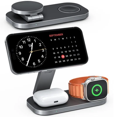Waloo Foldable  3 in1 Wireless Charging Station for Apple MagSafe Charger - Image 1 of 4