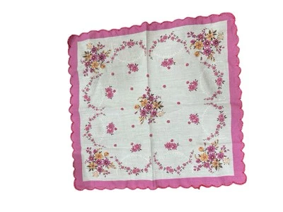 Винтажный розовый маргаритки цветочный желтый носовой платок настольный шарф 11» - Изображение 1 из 4