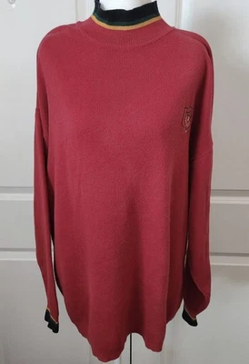 Vintage Liz & co.  Women' s Oversized Red Sweater w/ Multi Color Trim Size Med - Image 1 of 4