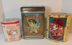 3 Vintage Dosen Lot englische Weihnachtskätzchen Mütter Hagebutte Tee Heinze's Pearls - Bild 1 von 8