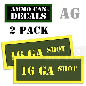 16 GA SHOT Ammo Can Box Decal Sticker Set bullet ARMY Gun safety Hunt 2 pack AG - Picture 1 of 2