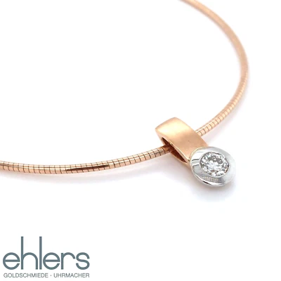 Collier Brillant Solitär 585 Rotgold 30% red. Tonda Reif 14kt bicolor NEU 207-15 - Bild 1 von 4