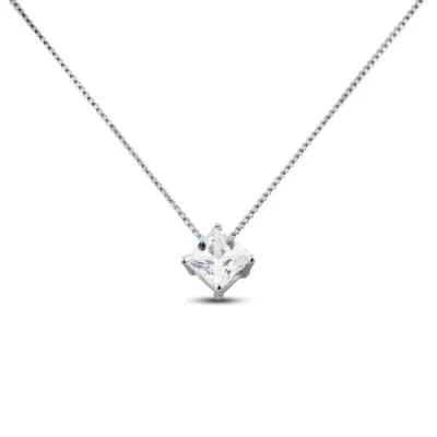 Collana punto luce in argento 925 con zircone A++++ taglio quadrato  passante - Immagine 1 di 2