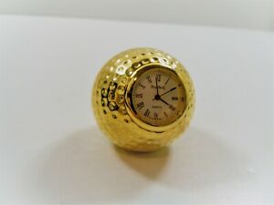 Bay-Berk Solid Brass Quartz Golf Ball Clock Paper Weight 1 3/4"
