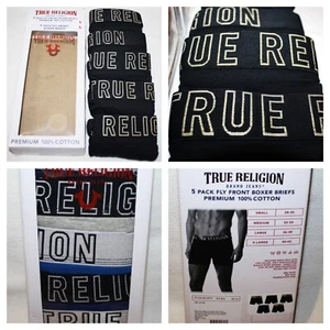 5 True Religion Fly Front Boxer Briefs M L XL 100% Cotton Mens Underwear $59 - Picture 1 of 17
