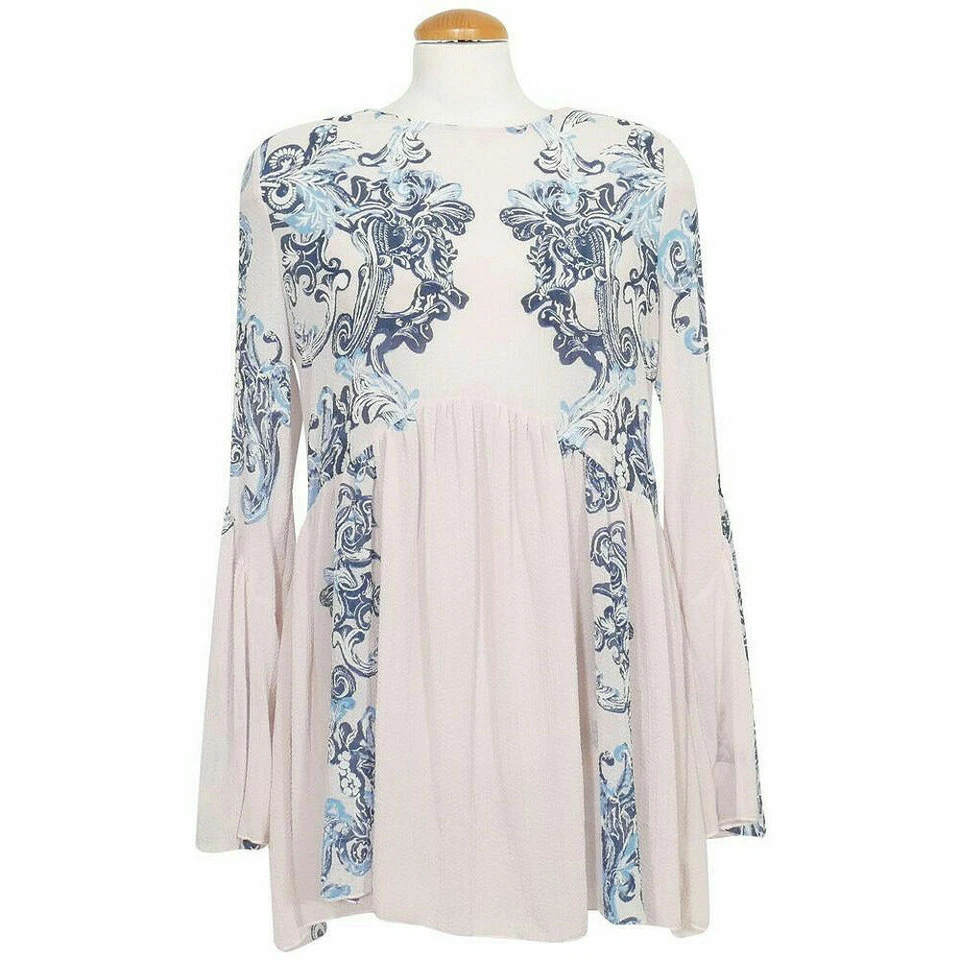 People OB721476 Printed Symphony Sheer Slip Dress in Petal Pink Combo S