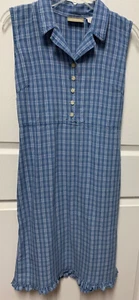 Vestido de colección Liz Claiborne Lizwear talla 10 azul/blanco a cuadros sin mangas dobladillo con volantes - Imagen 1 de 9