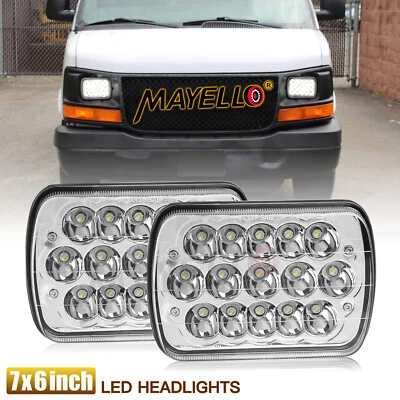 Pair 7X6" 5x7" LED Headlights Hi-Lo For Chevy Express Cargo Van 1500 2500 3500 - Image 1 of 4
