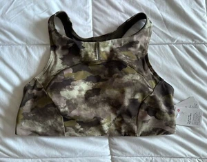 Lululemon Tough Train High-Neck Bra Medium Support Heritage Camo Size 10 New - Picture 1 of 11
