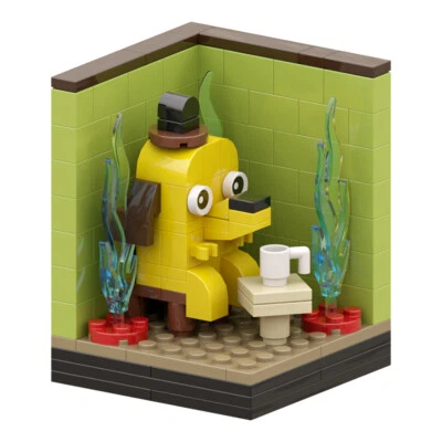 MOC: This Is Fine - Meme Vignette Sculpture Anthropomorphic Dog 128 Parts - Image 1 of 4