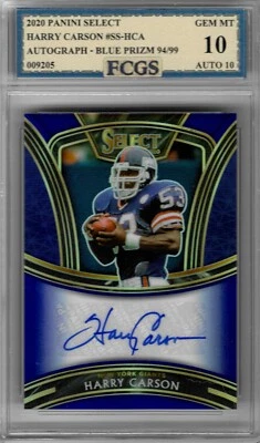 2020 Panini Select Harry Carson Auto /99 Graded FCGS 10 GEM MINT (Auto 10) - Image 1 of 2