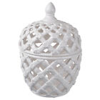 Ballas Pierced Ceramic Lidded Jar - 9x12 in | Decorative Ceramic Jar