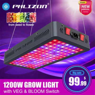 1200W LED Grow Light 3×3FT Coverage Dual Switch Full Spectrum Grow Lamp Plants - Image 1 of 4