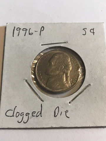 1996P Jefferson Nickel Clogged Die Error Cover