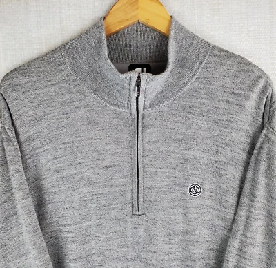FOOTJOY Size Large 100% Wool 1/2 Zip Fully Lined Golf Sweater Jacket Gray Mens - Image 1 of 4