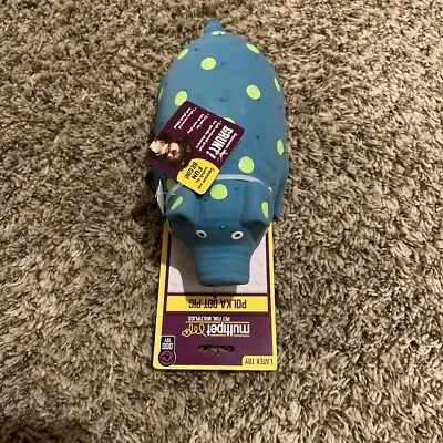 Multipet Polka Dot Pig Latex Plush Filled Dog Squeaker Grunt Fetch Toy  - Image 1 of 3