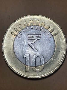 India 10 Rupees Current AU Circulated Bimetallic Coin Dated 2017 - Calcutta Mint - Picture 1 of 2
