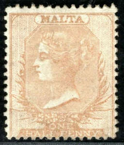 MALTA Classic QV Halfpenny Stamp SG.3 ½d Buff (1863) Mint MM Cat £850 CBLUE30 - Picture 1 of 6