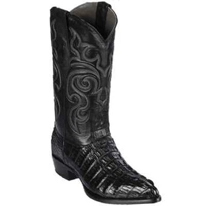 LOS ALTOS BLACK GENUINE CROCODILE CAIMAN TAIL J-TOE WESTERN BOOT (D) 990105 - Picture 1 of 3