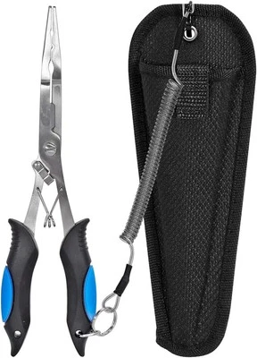 Alicates de Pesca Acero Inoxidable Nariz Larga Gancho Removedor con Funda y...  Foto 1 de 4