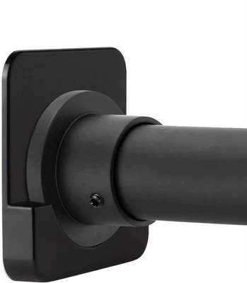 Black Shower Curtain Rod Holder for Wall Mount | Adhesive Shower Tension Rod Ret - Image 1 of 4