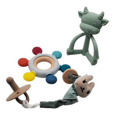 комплект, baby teether новом корова, кролик соска держатель с соской, жевательное колесо. - Изображение 1 из 4