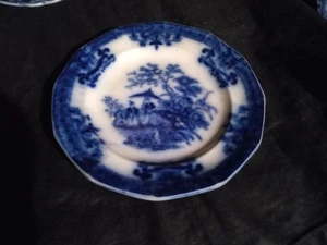 ANTIKER AMOY DAVENPORT FLOW BLAUER 6-ZOLL-TELLER 12-SEITIG - Bild 1 von 2