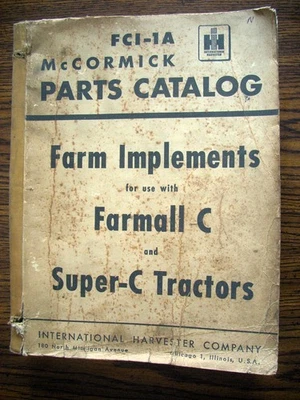 Manual de piezas de implementos agrícolas montados IH Farmall Mccormick Super C Foto 1 de 4