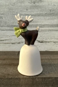 Rentier Weihnachten Porzellan Glocke Vintage 4" hoch - Bild 1 von 12