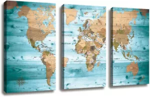 World Map Wall Art Vintage Photos Nautical Decor Canvas Art Wall Decor/3 Piec... - Picture 1 of 4