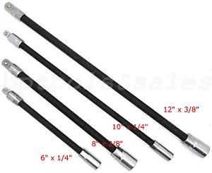 Flexible Extension Bars Long Socket 6" 8" 10" 12" Ratchet Flex 1/4" & 3/8" Drive - Picture 1 of 2