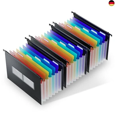 ThinkTex 3 Stück A4 Plastik Hängeregister Mappen mit Erweiterbaren Taschen,7 I