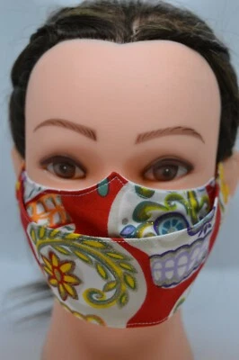 糖头骨面膜可调节口罩可重复使用+可洗棉红色 — 第 1/4 张图片