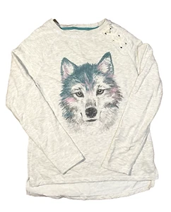 L.O.G.G. By H&M Girls Gray Wolf Sweatshirt - Size 10-12Y 🐺EUC - Picture 1 of 5