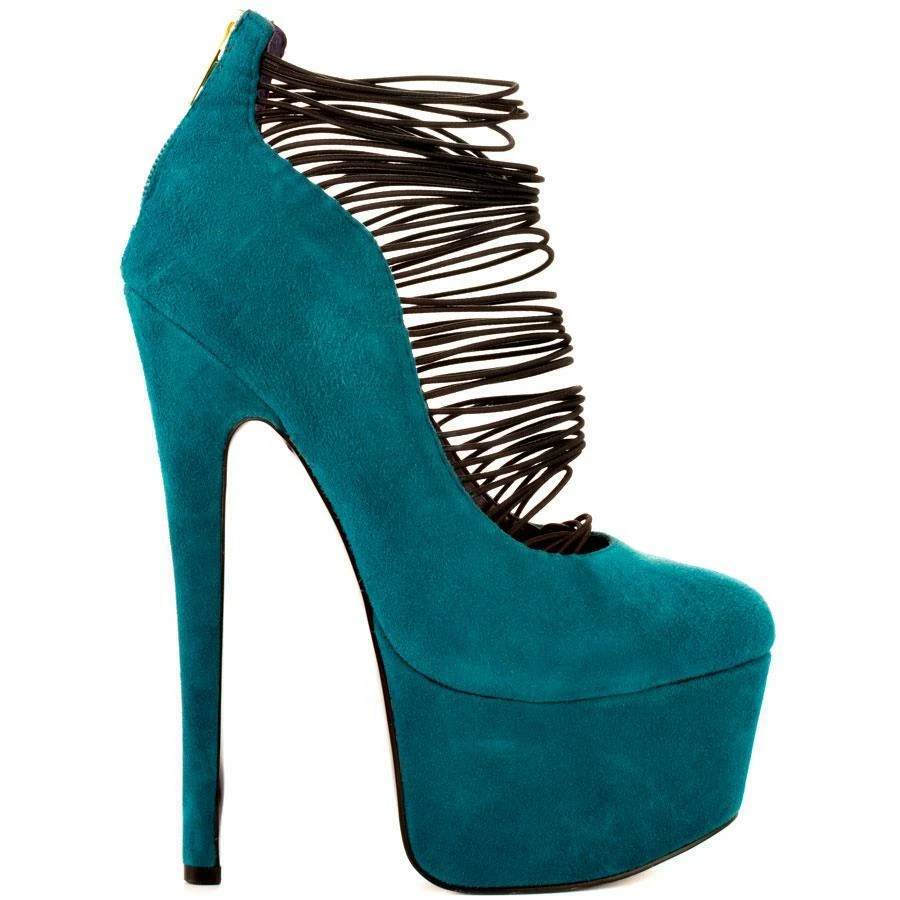 NEW London Trash "Ceres" - WAS $170! - Teal suede, 6.5" stiletto, 2" platform - Image 1 of 1