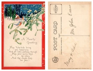 A Hearty Greeting, Birds Vintage Christmas PC - Picture 1 of 1